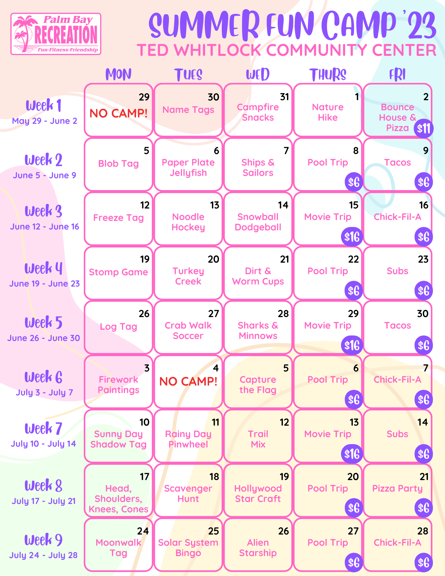 TWCC Summer Camp Calendar